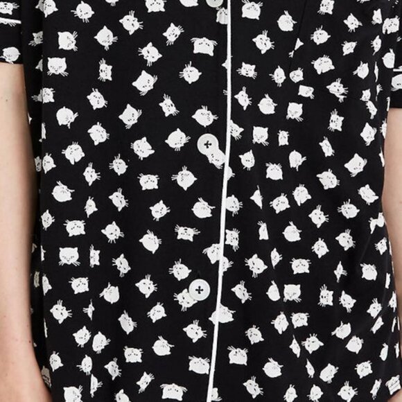 Madewell B/W Knit Bedtime Cat Person Pajamas Set M - Picture 5 of 7